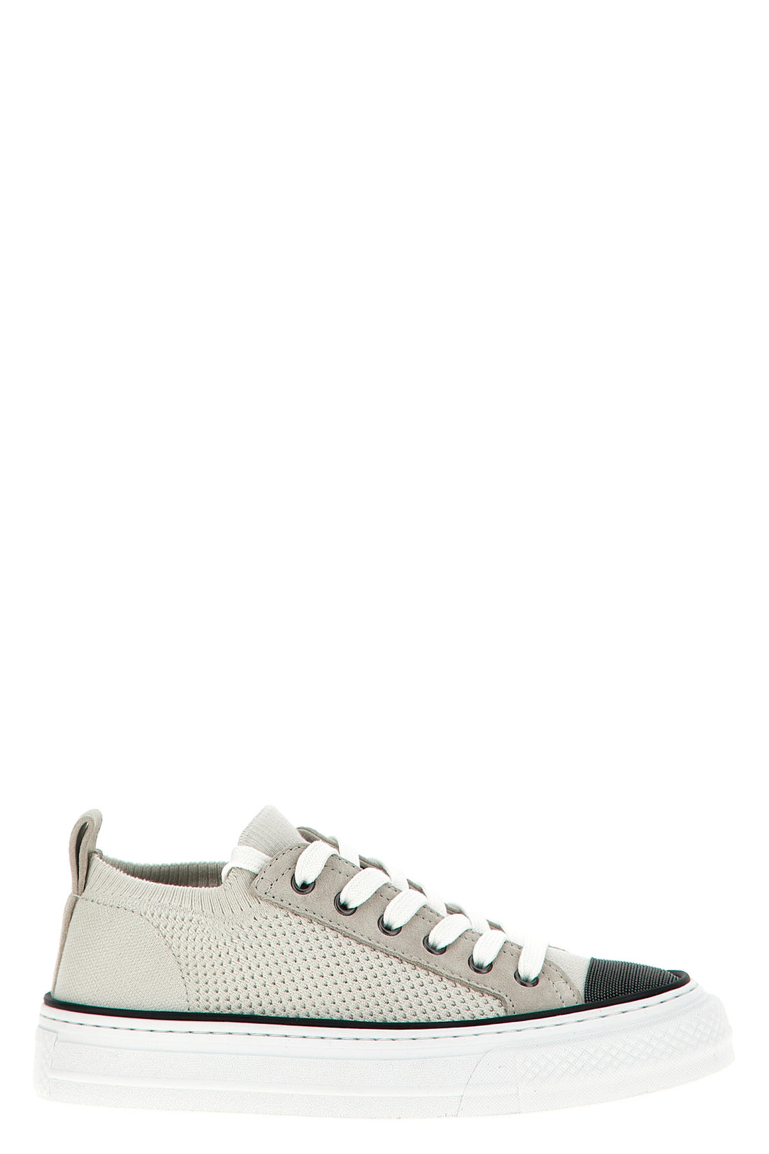 BRUNELLO CUCINELLI 38 cotton knit and suede sneakers