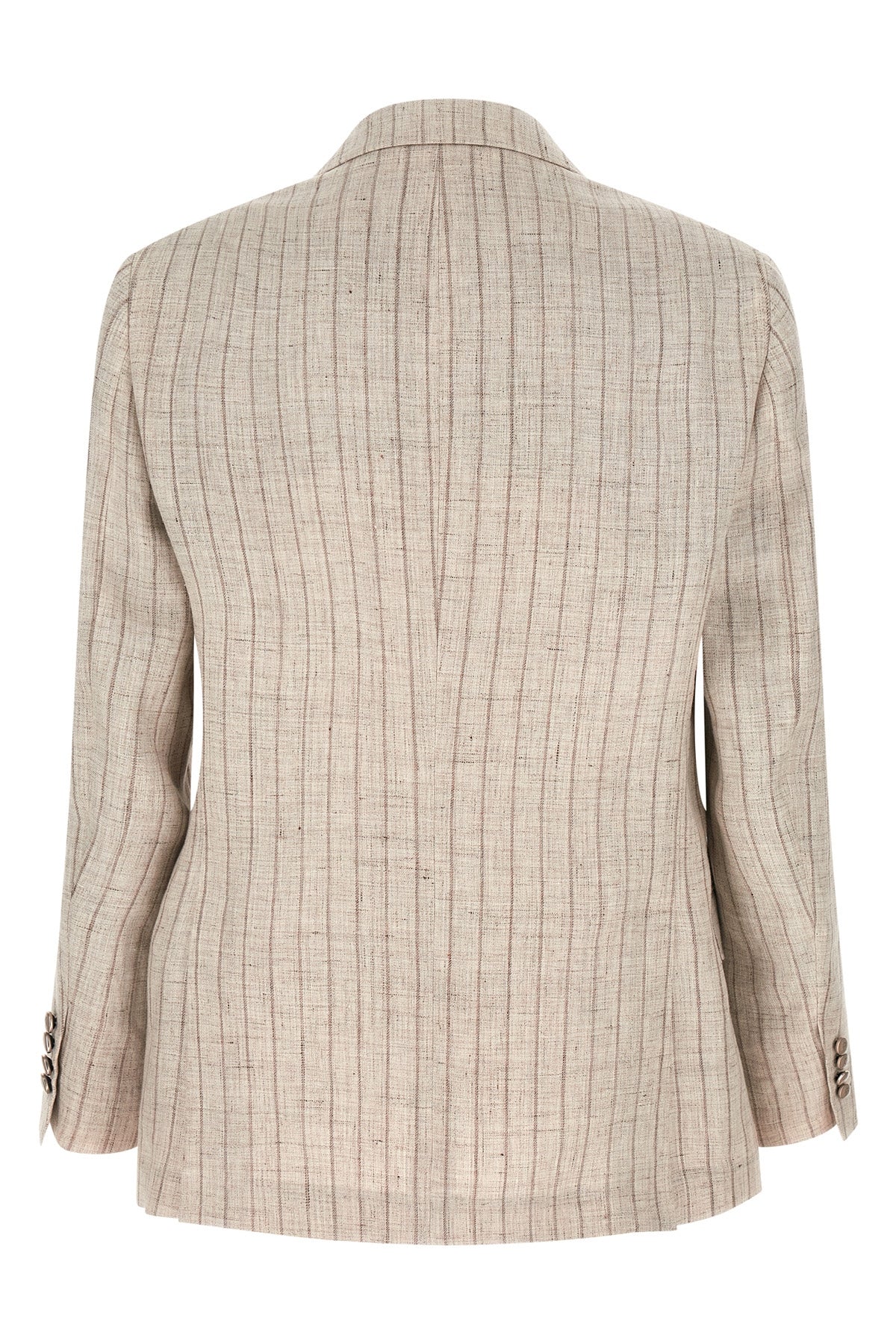 blazer in flamed pinstriped linen twill