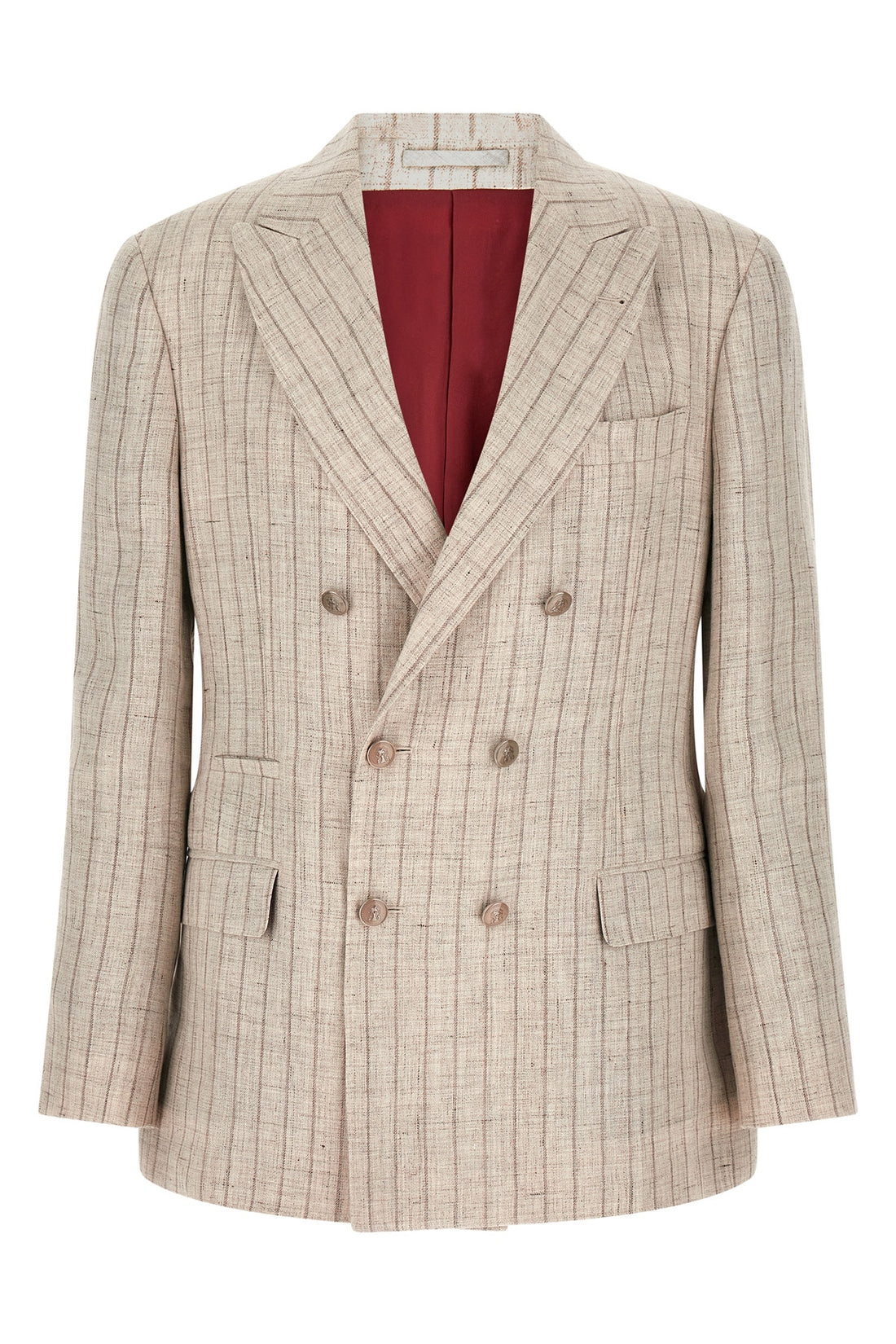 BRUNELLO CUCINELLI 50 blazer in flamed pinstriped linen twill