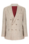 blazer in flamed pinstriped linen twill