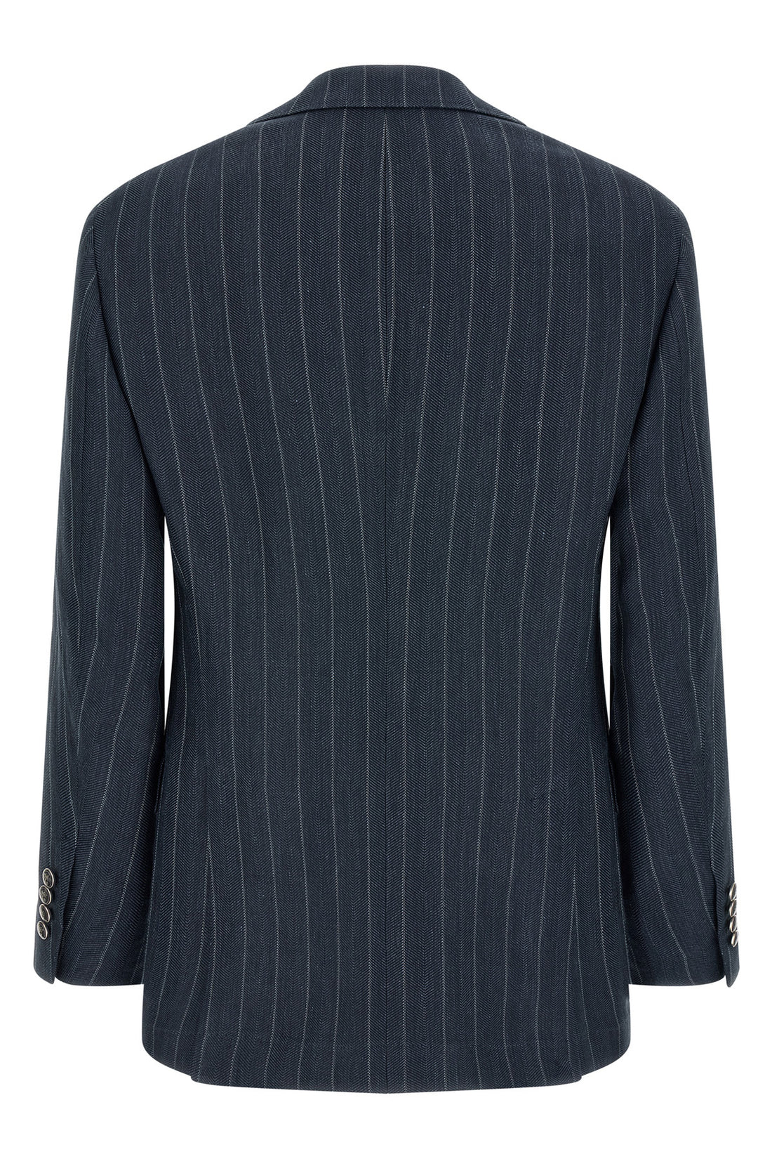 BRUNELLO CUCINELLI 48 tailor hemp and silk pinstriped chevron blazer