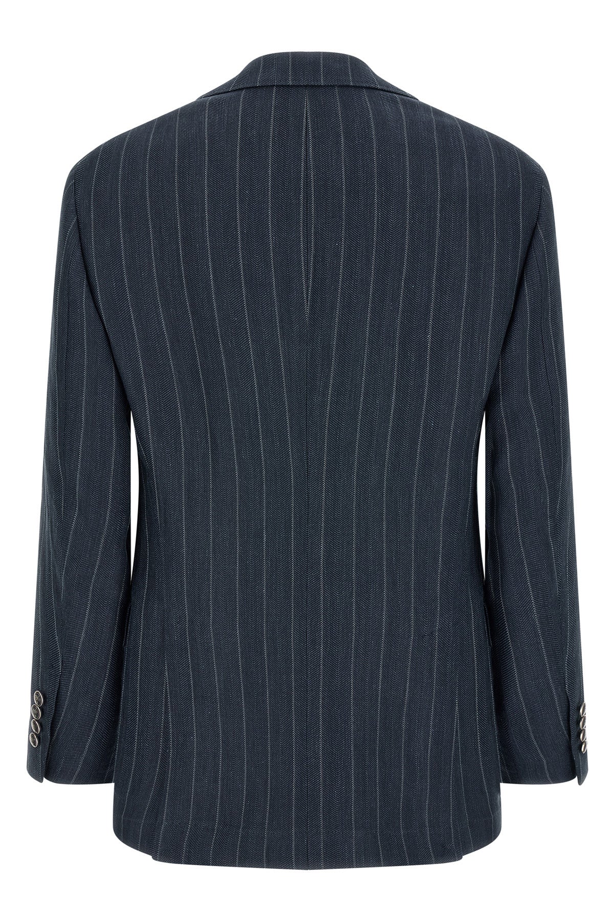 tailor hemp and silk pinstriped chevron blazer