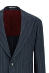 tailor hemp and silk pinstriped chevron blazer