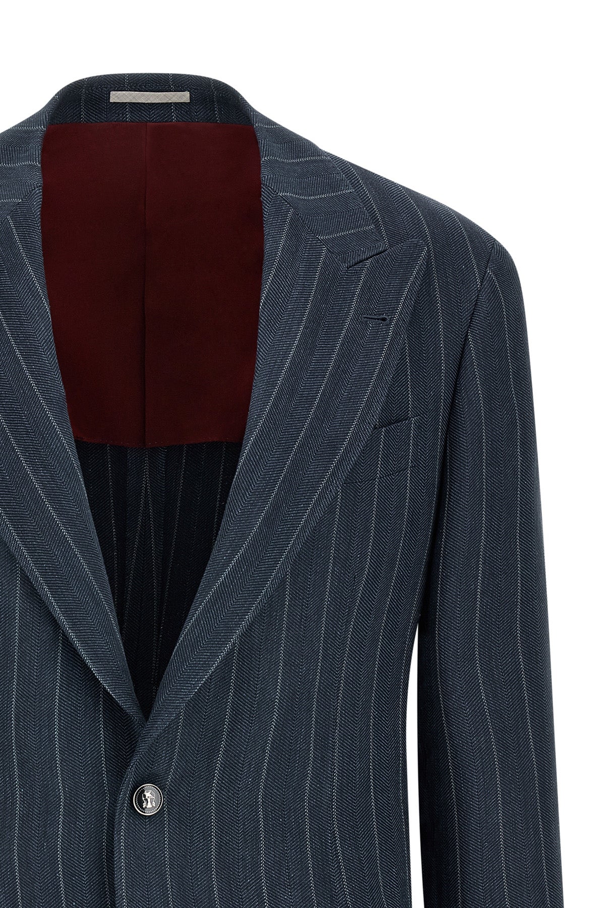 tailor hemp and silk pinstriped chevron blazer