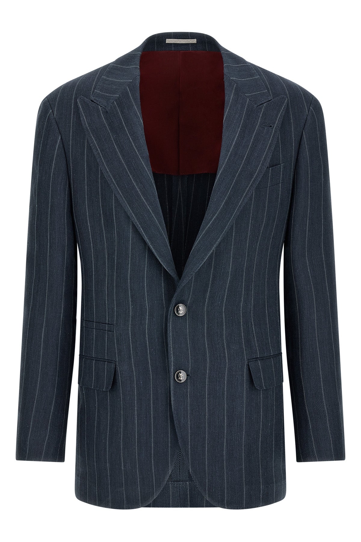 tailor hemp and silk pinstriped chevron blazer