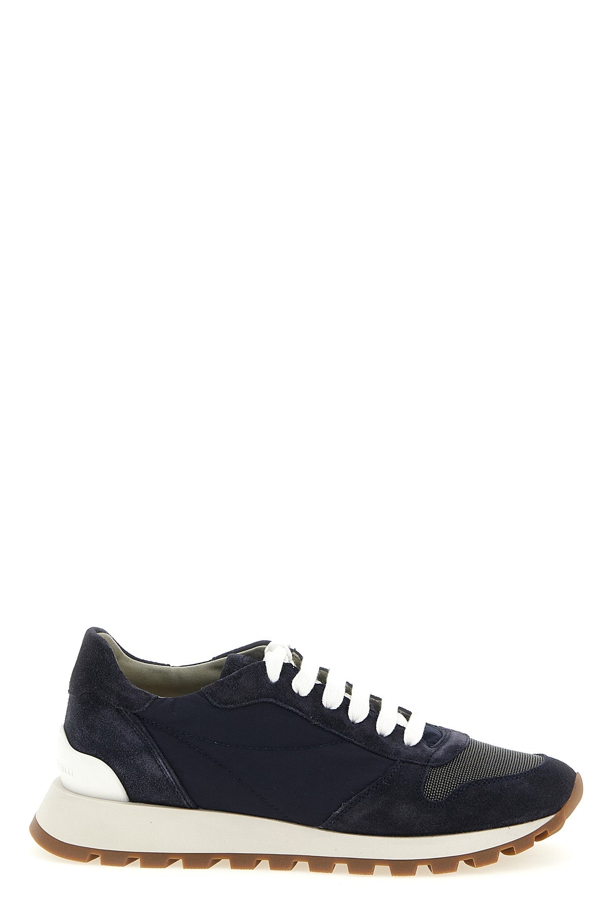 active sneakers in tone-on-tone techno and suede fabric