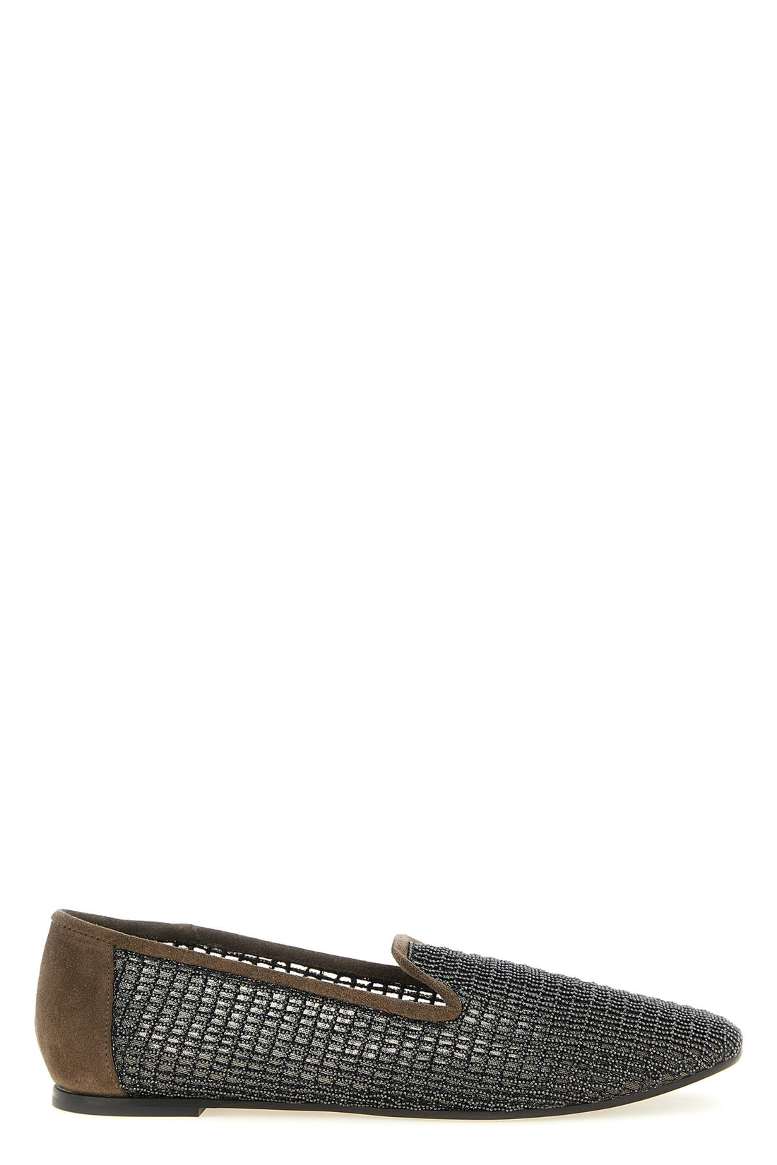 BRUNELLO CUCINELLI 36 suede and embroidery mesh loafers