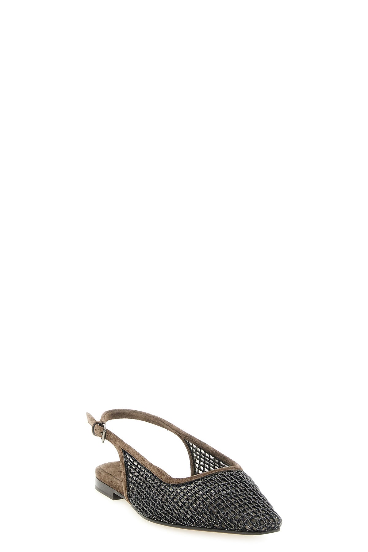 brunello cucinelli slingbacks define the silhouette through a rigorous tapered t