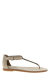 brunello cucinelli flat sandals are defined by a minimal t-strap silhouette