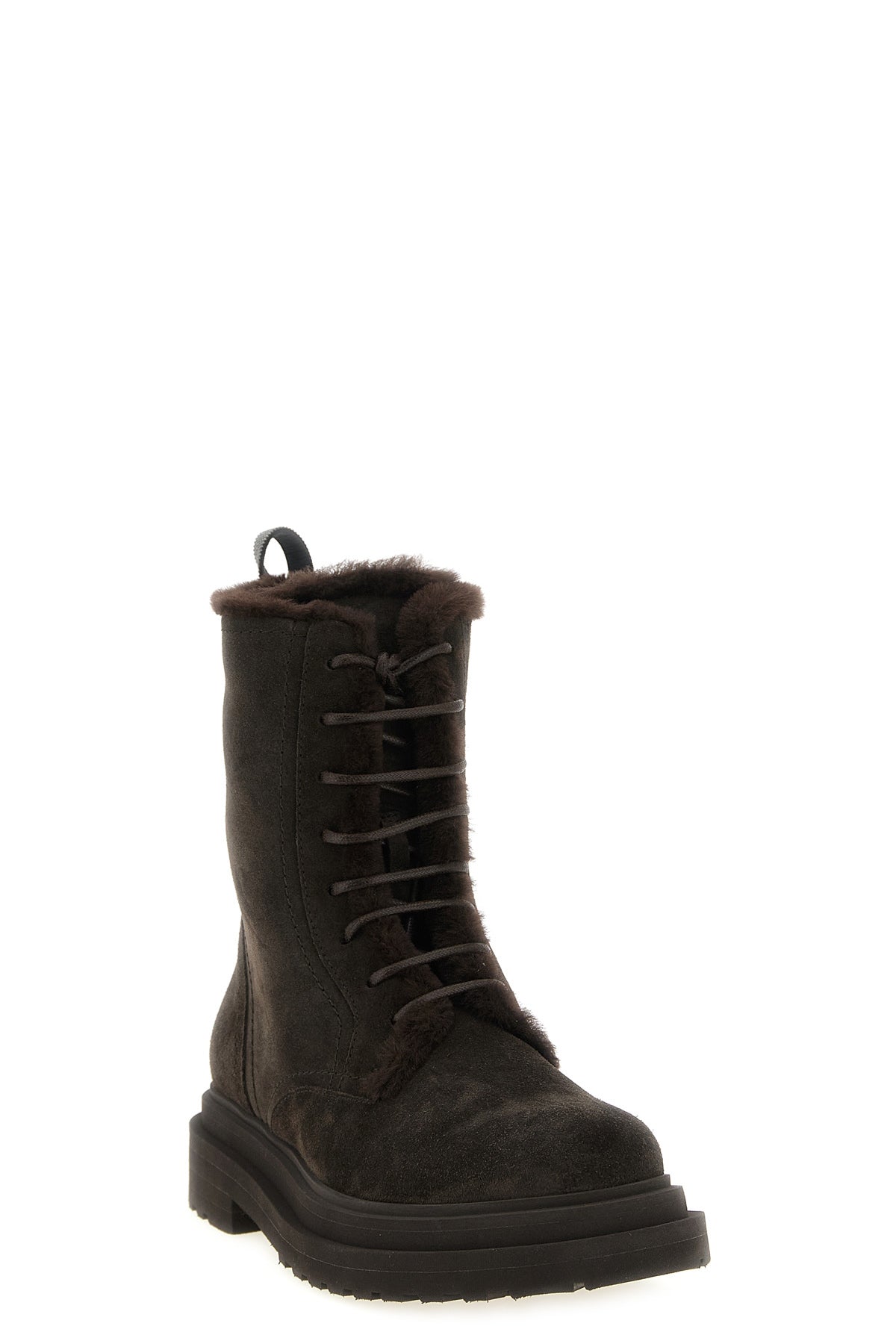 brunello cucinellis amphibious ankle boots in suede blend artisan excellence