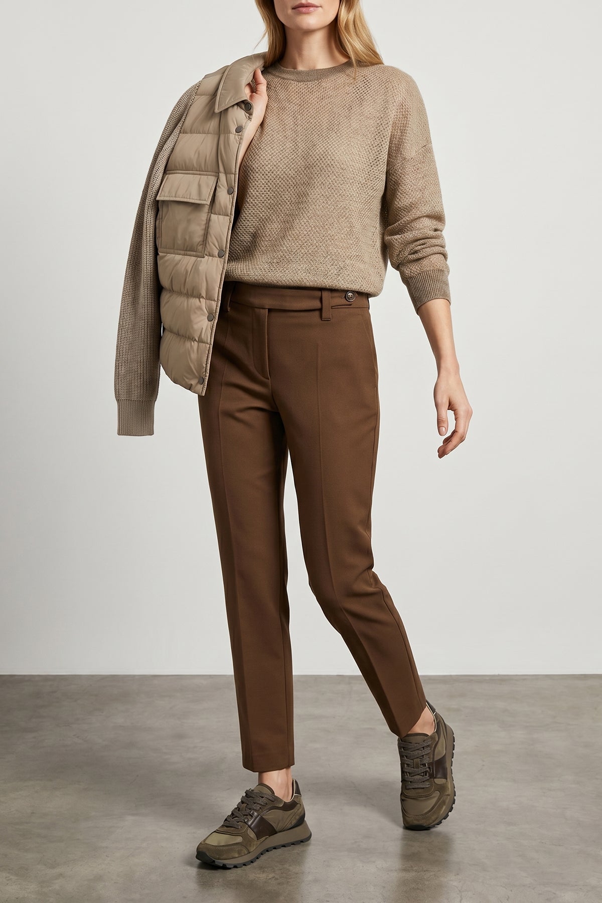active sneakers in techno fabric and tone-on-tone suede