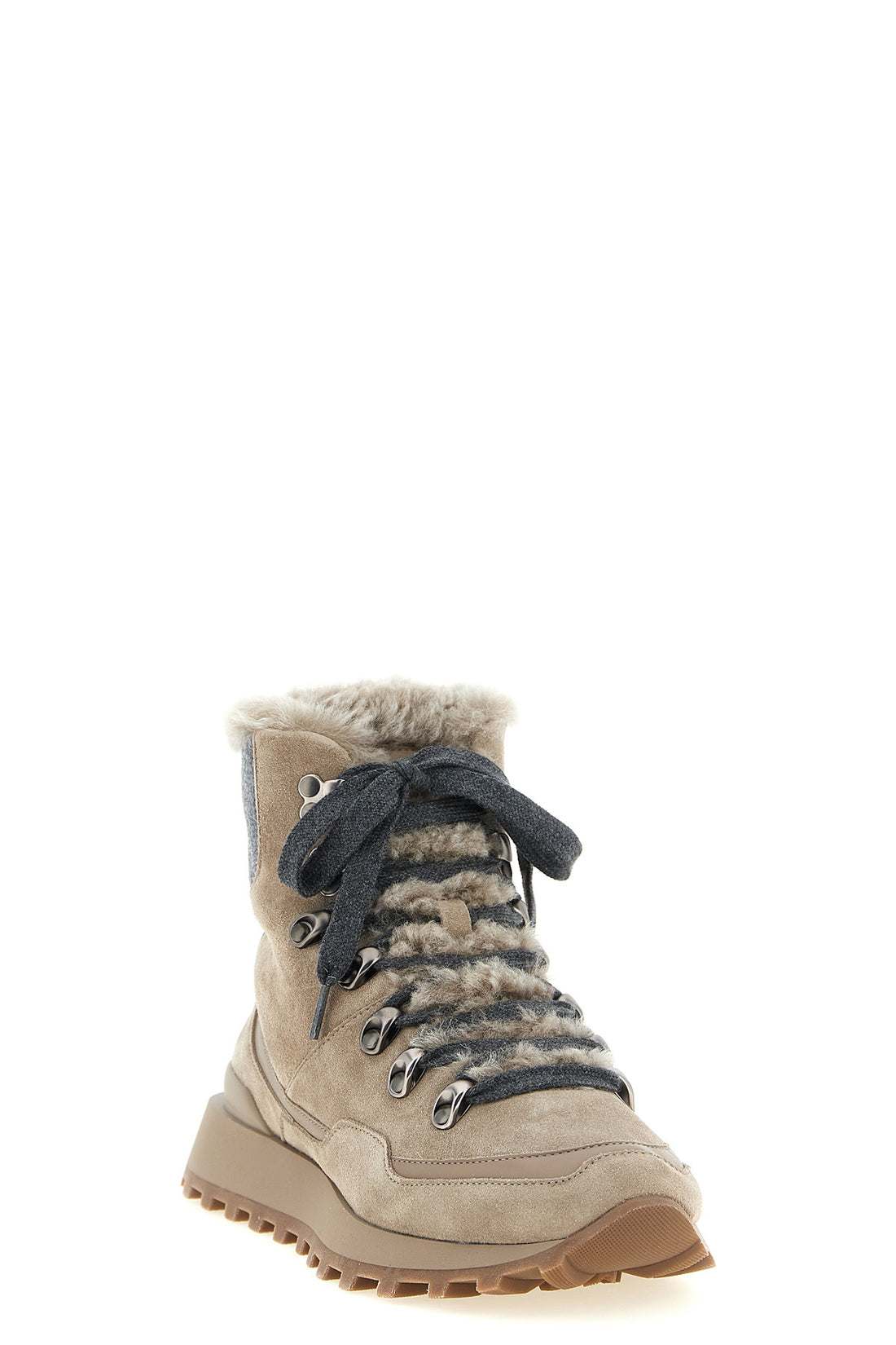 BRUNELLO CUCINELLI 36 brunello cucinelli lace-up ankle boots reinterpret trekking aesthetics through a