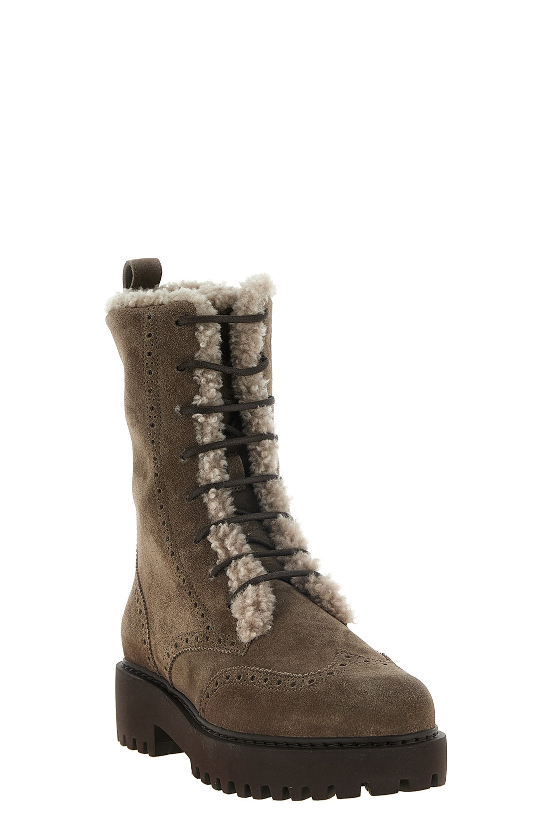 BRUNELLO CUCINELLI 37 brunello cucinelli lace-up ankle boots redefine winter volumes through impeccabl