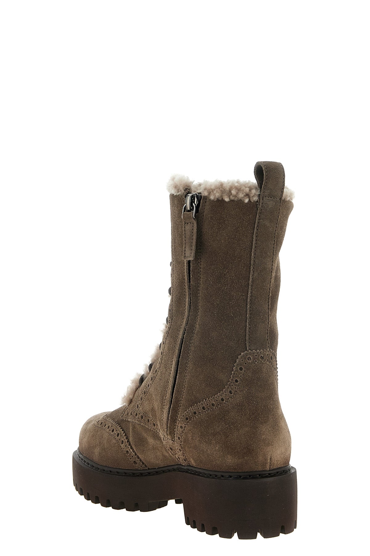 brunello cucinelli lace-up ankle boots redefine winter volumes through impeccabl