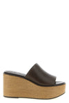 wedges in cowhide leather and braided raffia