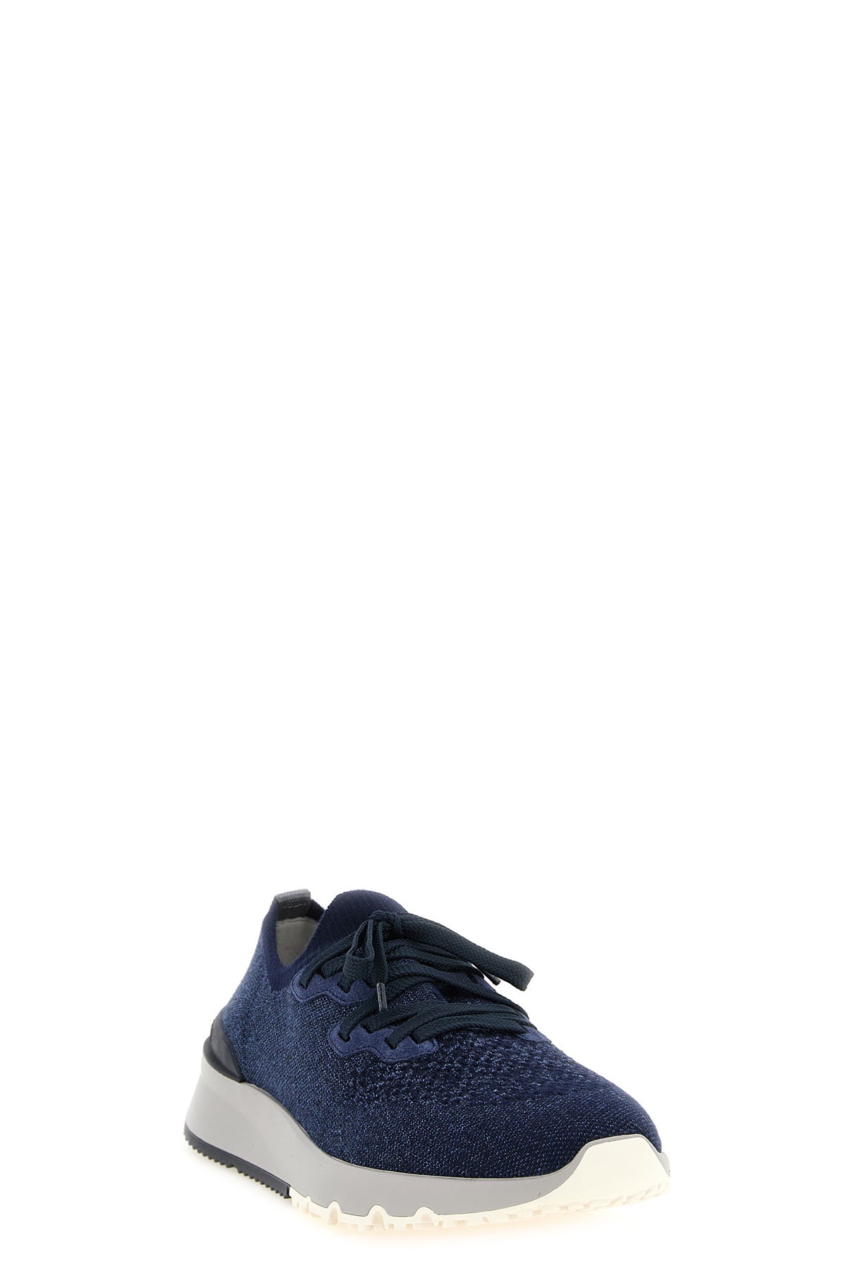 brunello cucinellis runners sneakers feature a technical cotton knit chiné up