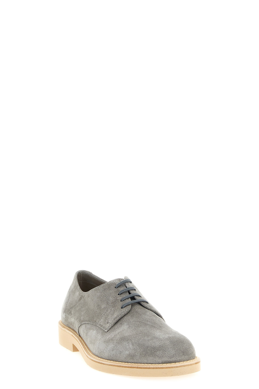 BRUNELLO CUCINELLI 41 derby light slightly iridescent inverted calf leather lace-up shoes