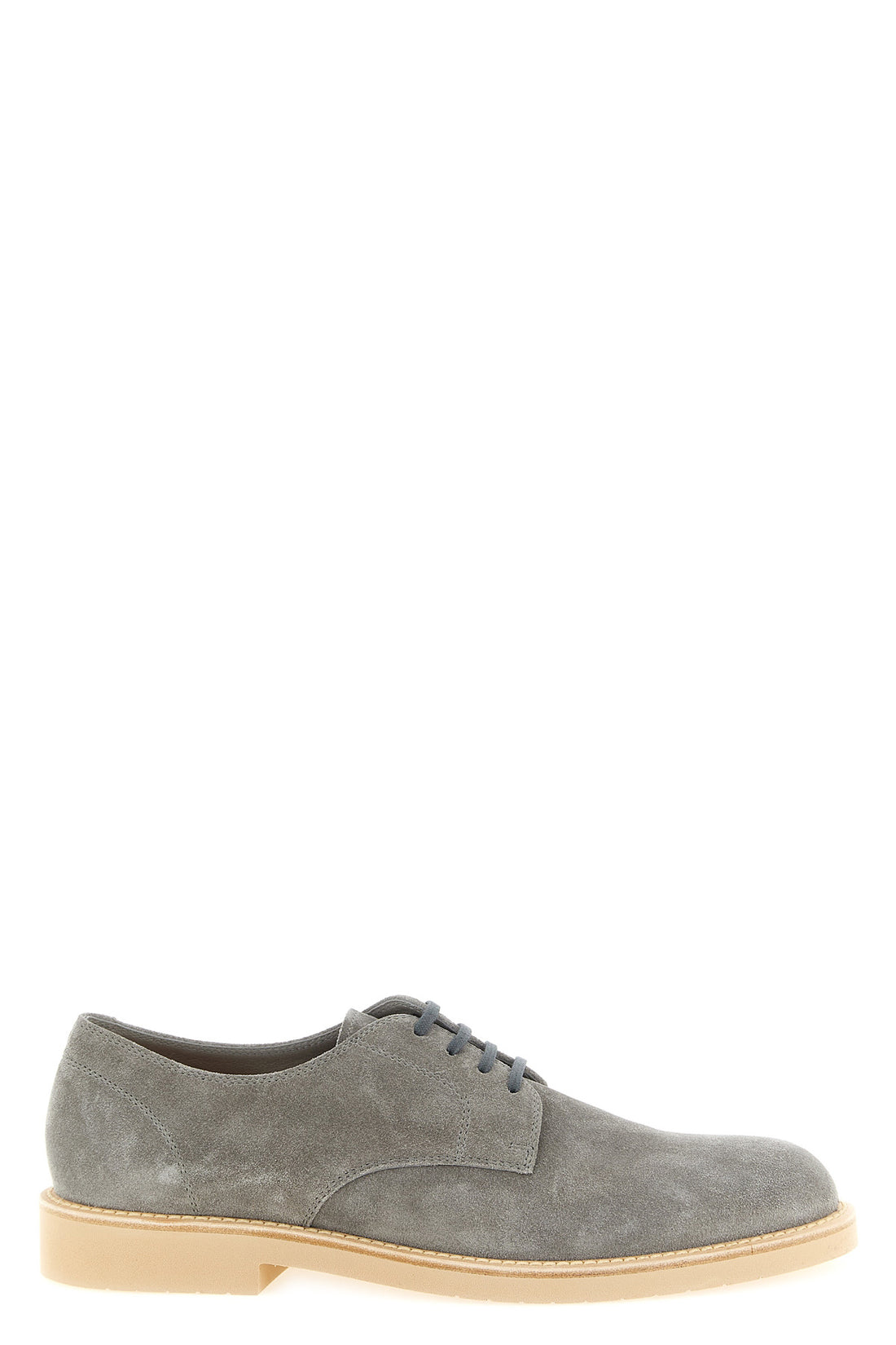 BRUNELLO CUCINELLI 41 derby light slightly iridescent inverted calf leather lace-up shoes