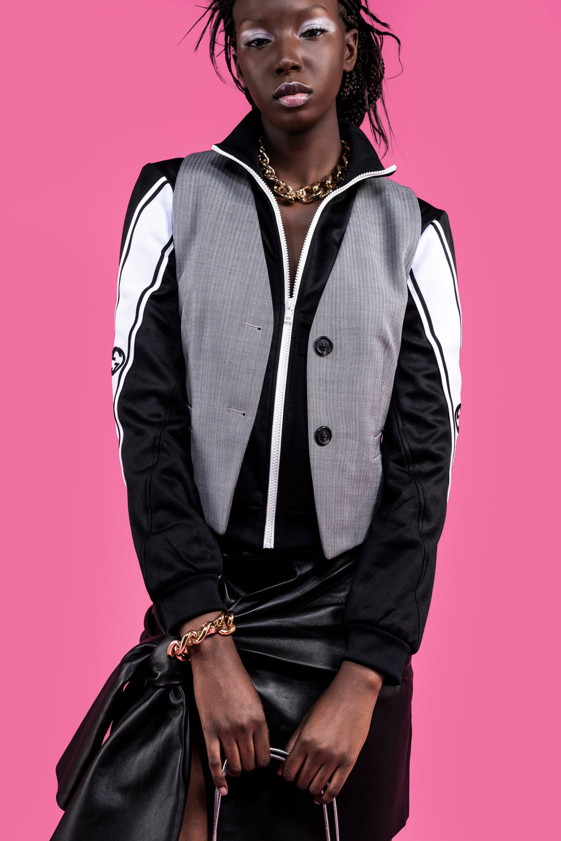 HELMUT LANG 2 chevron wool blend vest