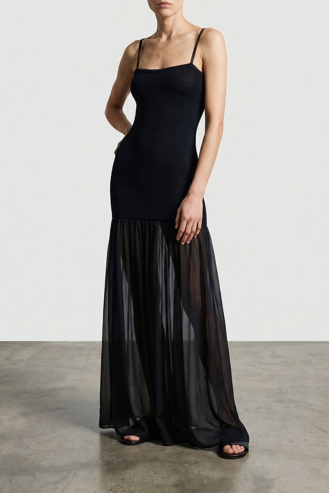HUNZA G OS long nancy hybrid sleeveless dress