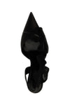 leather and satin slingback