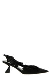 leather and satin slingback