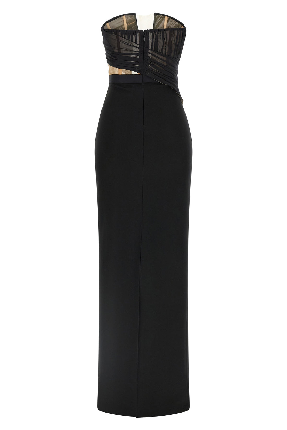 NENSI DOJAKA 38 long corsetted draped maxi dress in fluid viscose