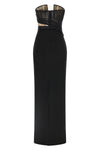 long corsetted draped maxi dress in fluid viscose