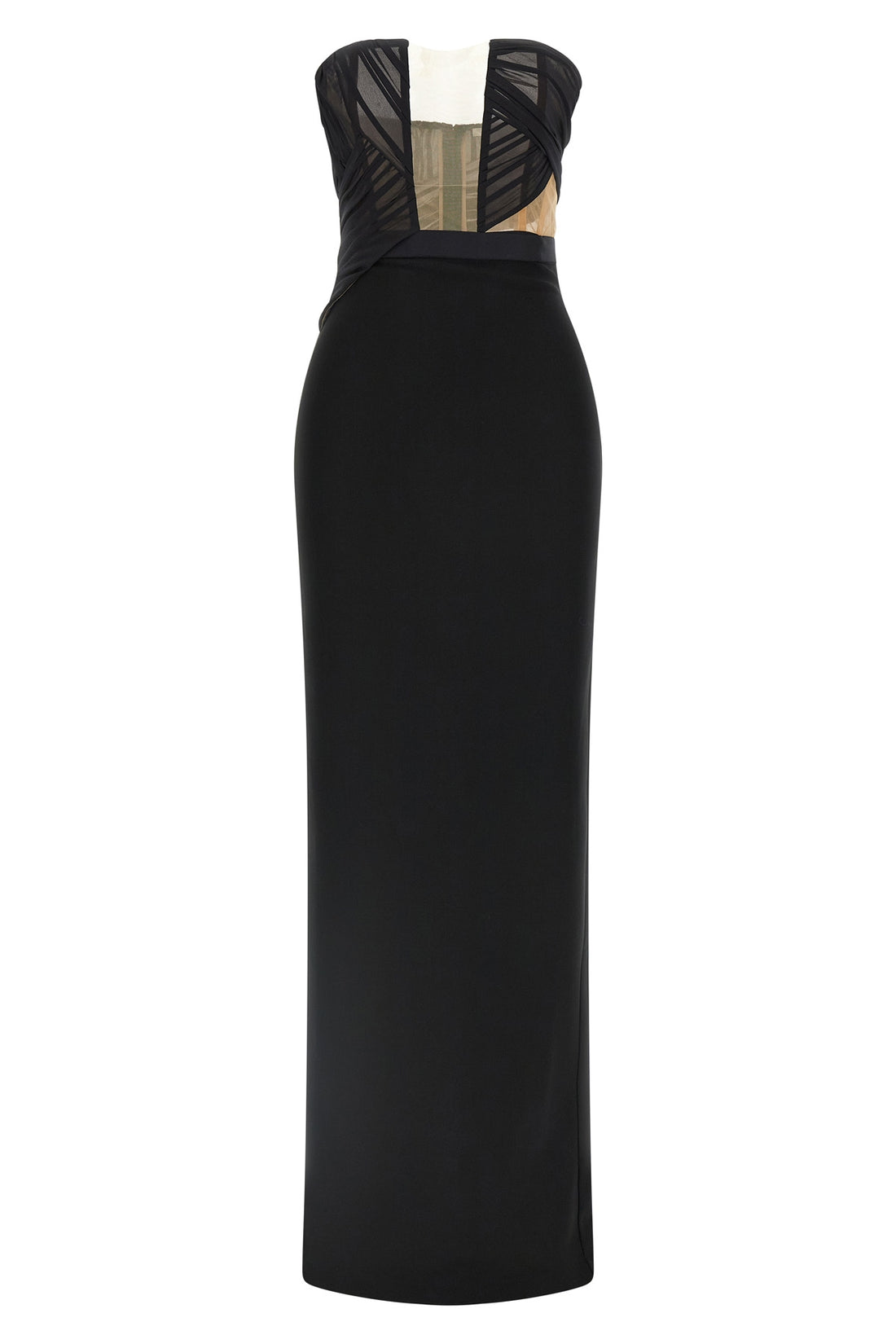 NENSI DOJAKA 38 long corsetted draped maxi dress in fluid viscose