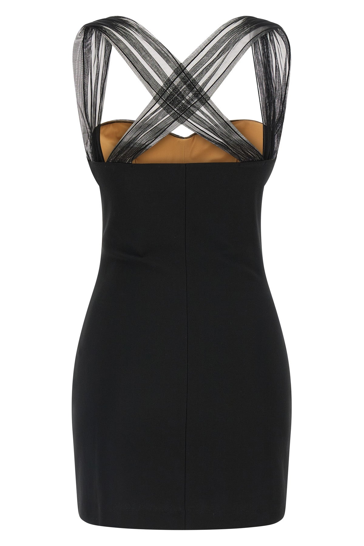 draped padded cup mini fluid viscose dress