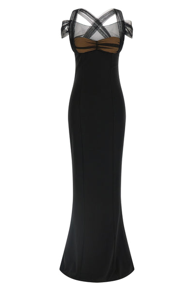 draped padded cup maxi fluid viscose dress