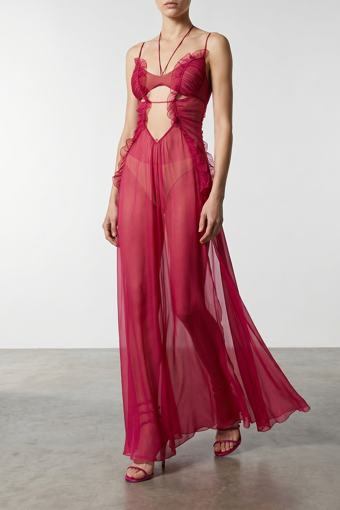 NENSI DOJAKA 42 long frilled gown