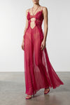 long frilled gown