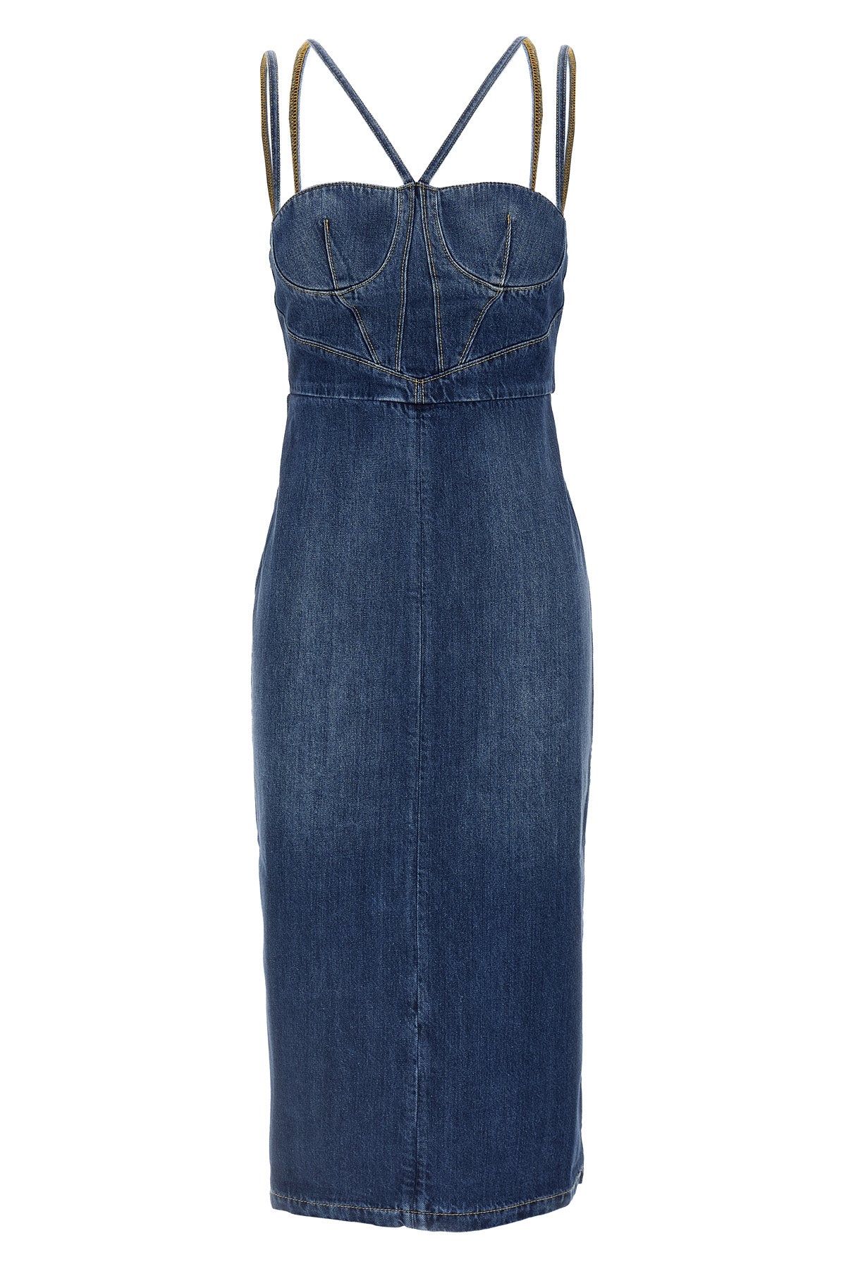 cotton denim midi dress