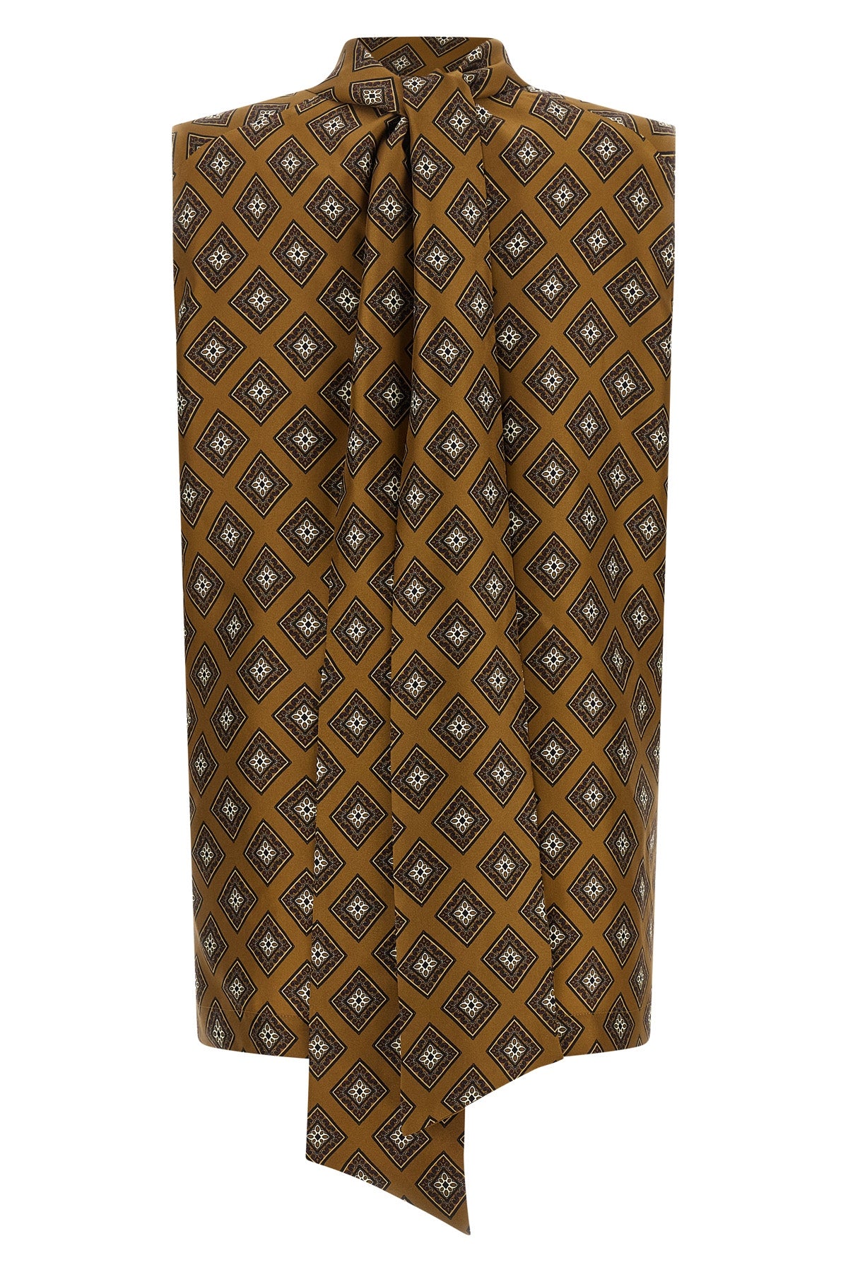 all-over tie-print silk twill top