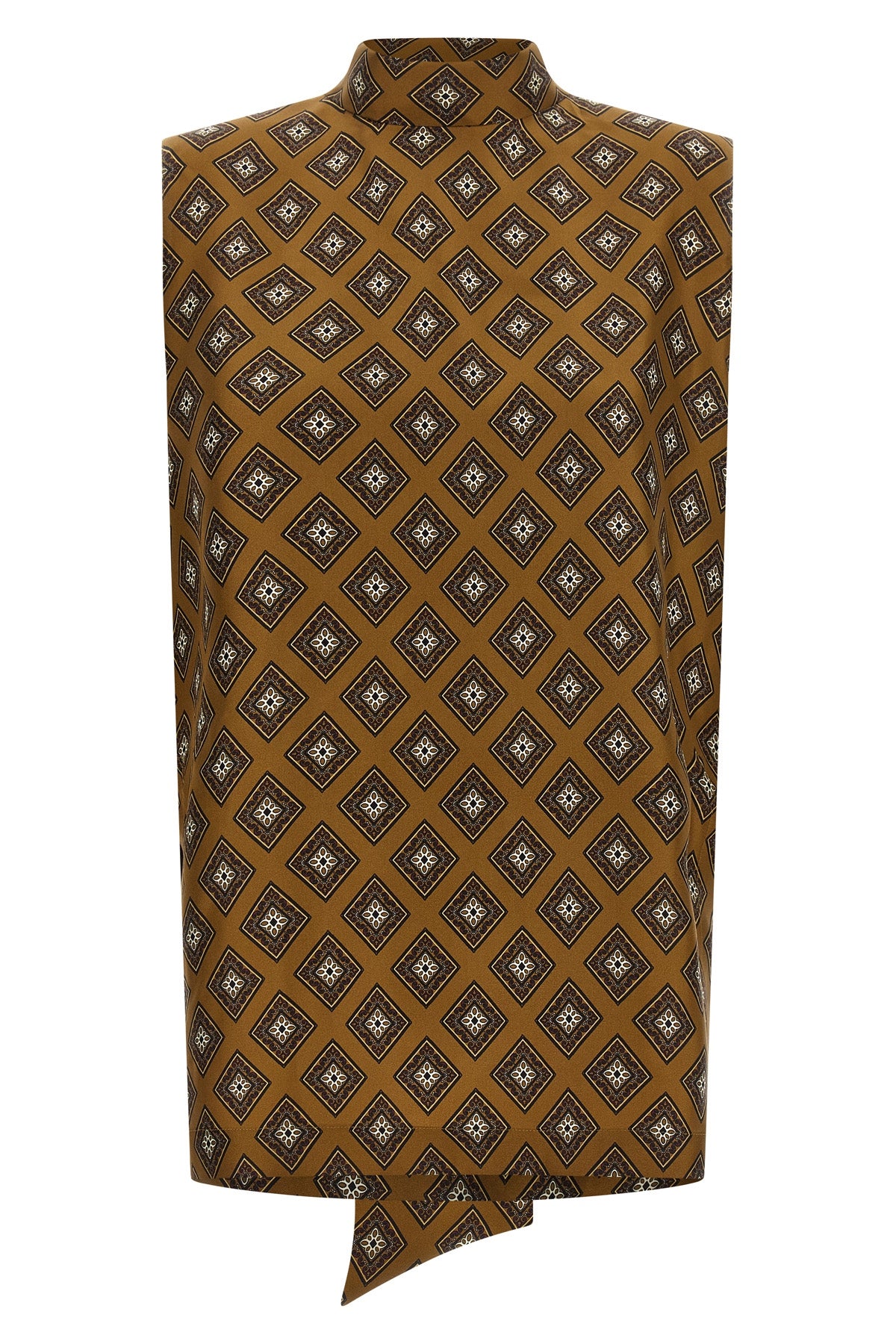all-over tie-print silk twill top