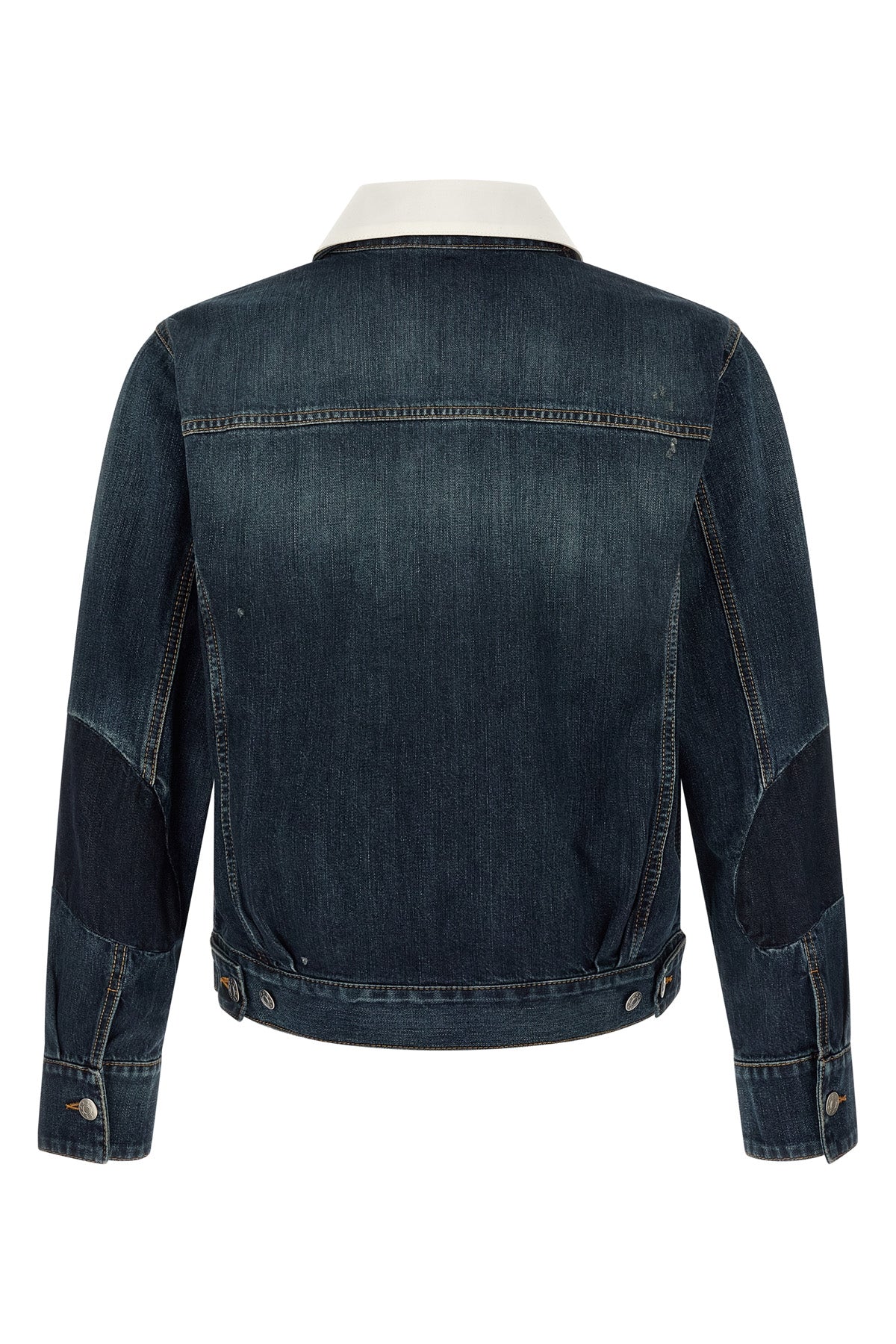 laguna jacket in cotton denim aged by brushing over the entire surface and was