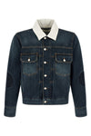 laguna jacket in cotton denim aged by brushing over the entire surface and was