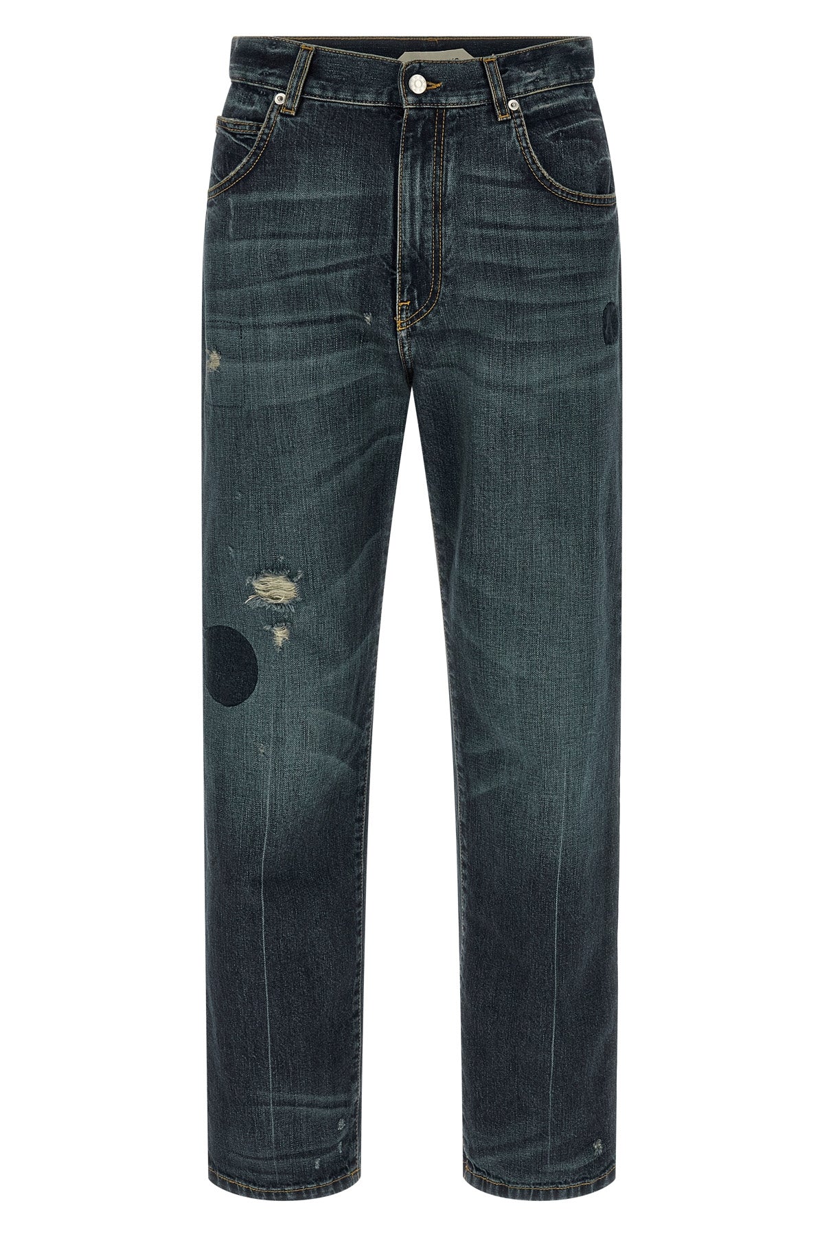 warkworth jeans in cotton denim aged by brushing the entire surface and washed