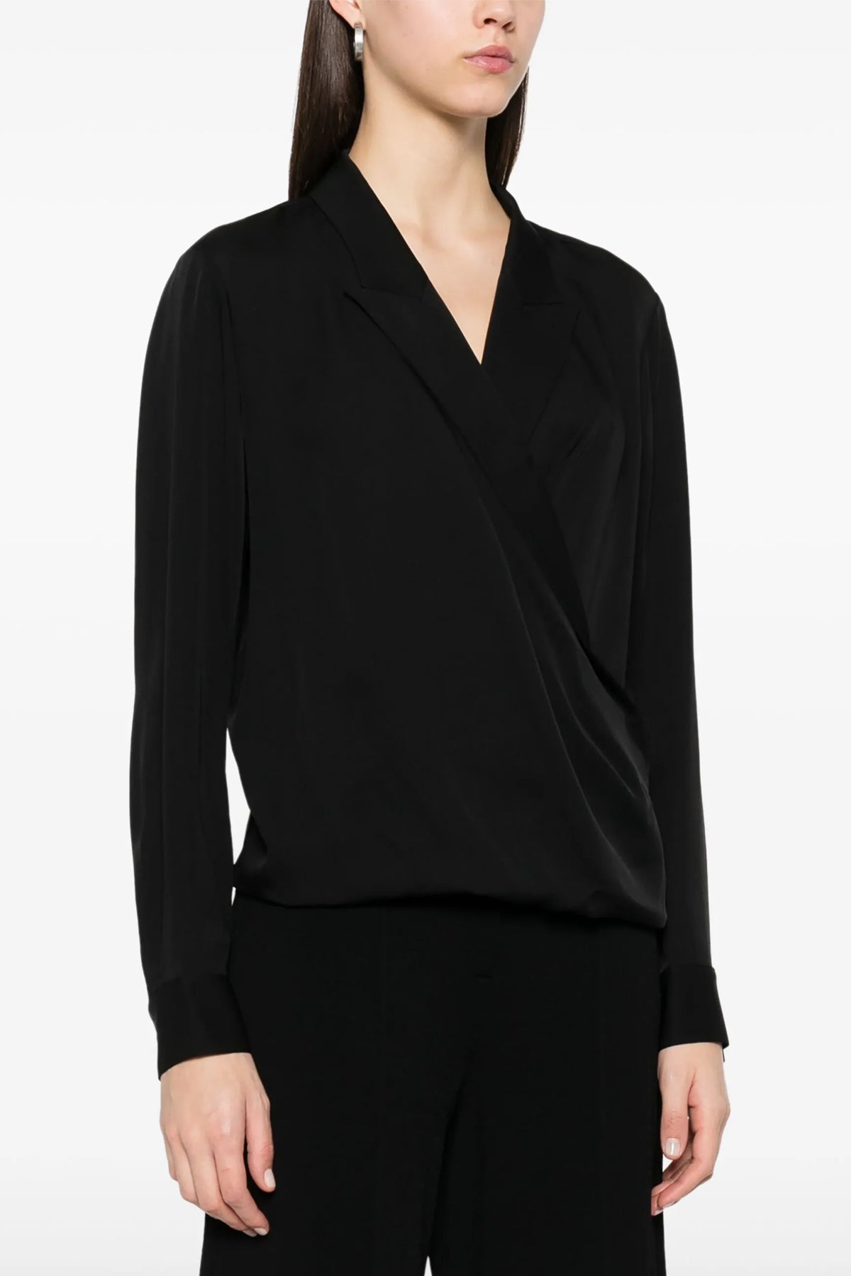 pk label wrap silk blouse