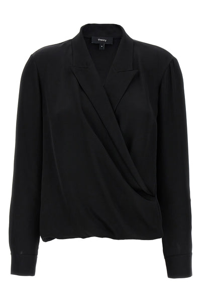 pk label wrap silk blouse