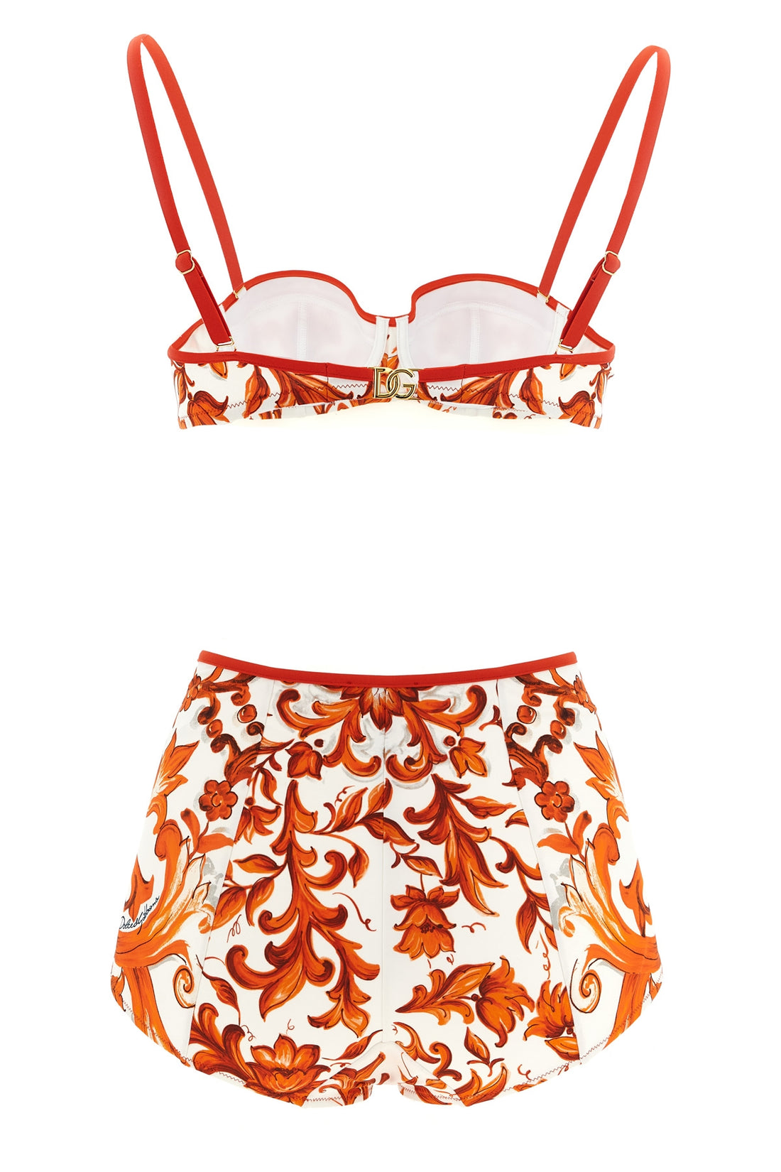 DOLCE &amp; GABBANA 2 maiolica print stretch fabric bikini