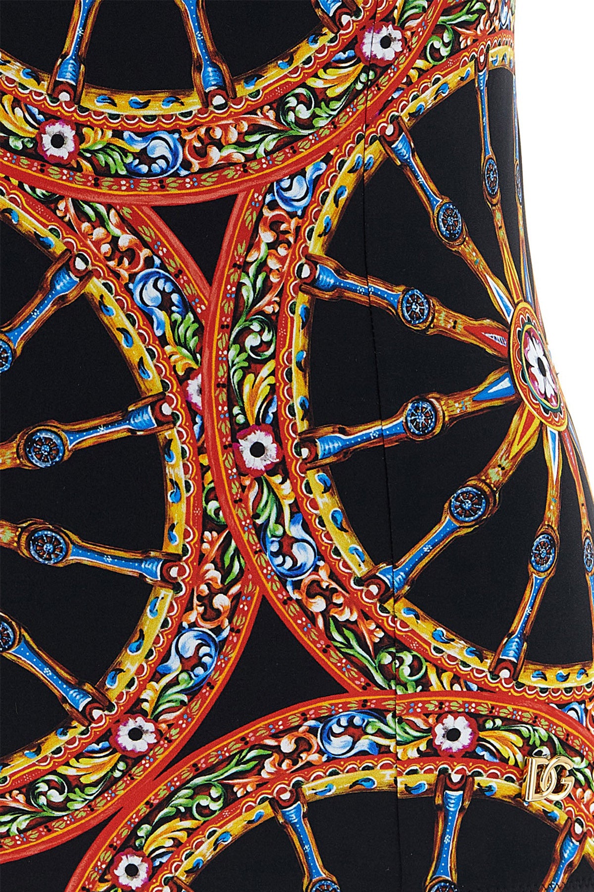the dolce&gabbana one-piece swimsuit stands out for its vibrant sicilian carret