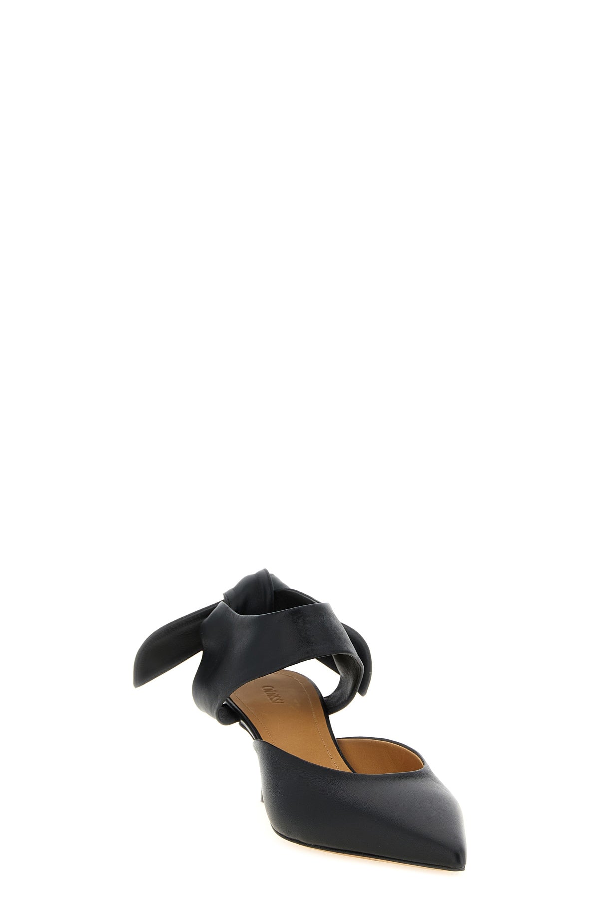 jodie nappa leather pumps to tie on the heel