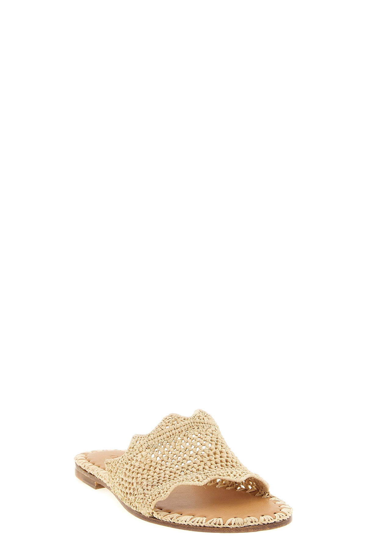 lucia slides in woven raffia