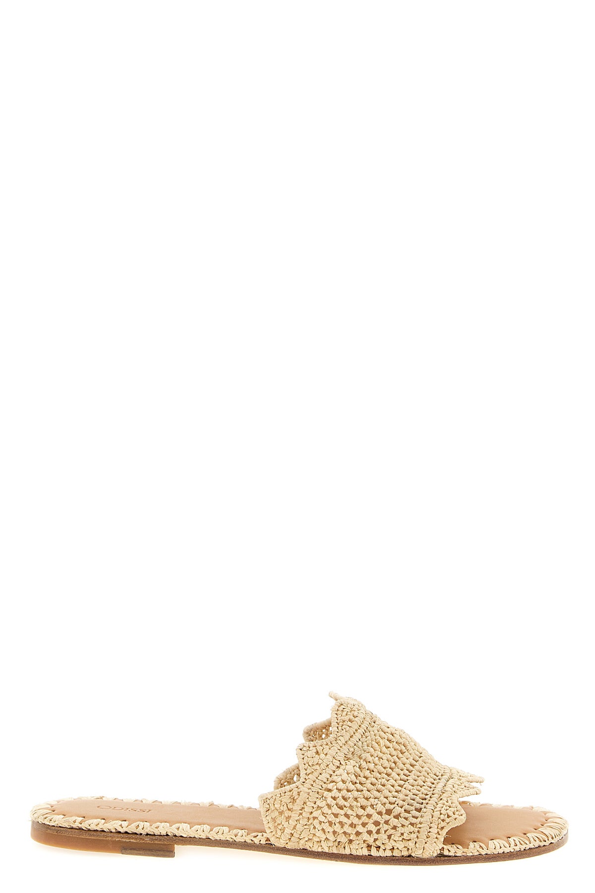 lucia slides in woven raffia