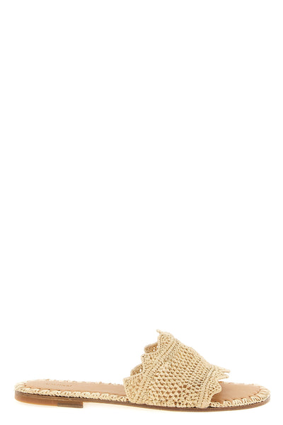 lucia slides in woven raffia