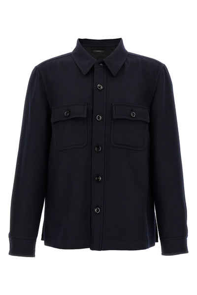 double splittable light wool double-sided wool and silk overshirt