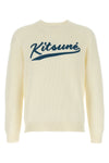 kitsune varsity textured cotton sweater