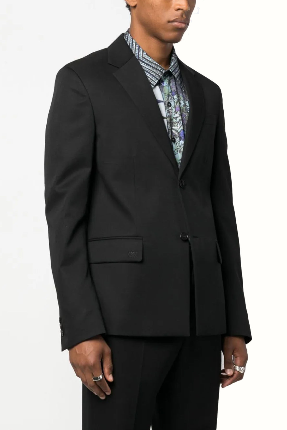 OFF-WHITE 52 ow embroidery single-breasted wool blazer